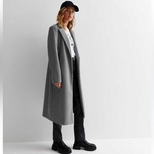 Zara Grey Long Coat With Wool Size Extra Large UnLined